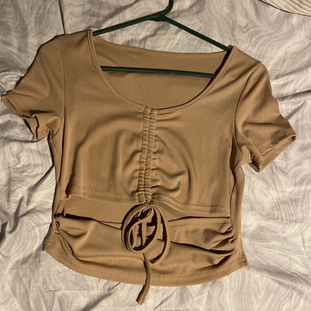 SHEIN crop top with slit and drawstring